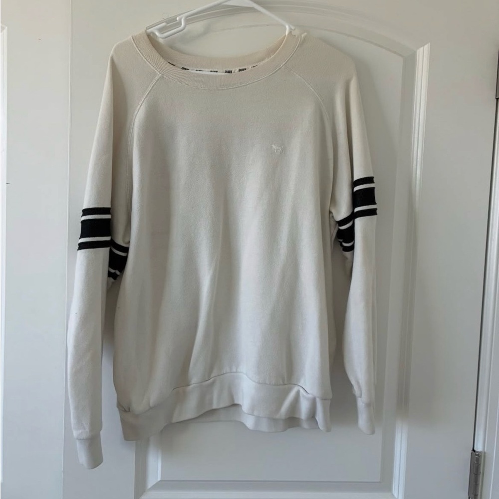 Women’s White Sweater with Black Stripes